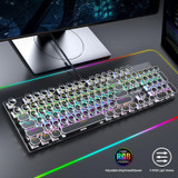 T-WOLF T75 104 Keys Adjustable RGB Light Computer Game Wired Mechanical Keyboard(White)