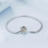 S925 Sterling Silver Plated White Gold Heart DIY Basic Bracelet, Length: 17cm