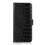 For Xiaomi Redmi Note 13 Pro 4G/Poco M6 Pro Crocodile Top Layer Cowhide Leather Phone Case(Black)