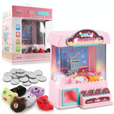 Children Household Claw Machine Toy Electric Light Music Clip Doll Catching Game Machine(Pink)