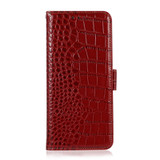 For Xiaomi Redmi Note 13 Pro 4G/Poco M6 Pro Crocodile Top Layer Cowhide Leather Phone Case(Red)
