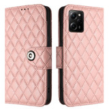For Xiaomi Redmi Note 12 Pro Speed Rhombic Texture Flip Leather Phone Case with Lanyard(Coral Pink)