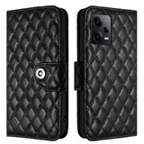 For Xiaomi Redmi Note 12 Pro+ 5G Rhombic Texture Flip Leather Phone Case with Lanyard(Black)