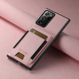 For Samsuny Galaxy Note20 5G Suteni H03 Litchi Leather Card Bag Stand Back Phone Case(Pink)