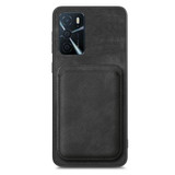 For OPPO F19 Pro+ Retro Leather Card Bag Magnetic Phone Case(Black)