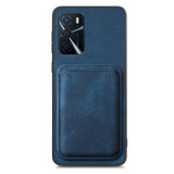 For OPPO A53 / A53S Retro Leather Card Bag Magnetic Phone Case(Blue)