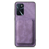 For OPPO A7/A12 Retro Leather Card Bag Magnetic Phone Case(Purple)