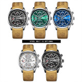 BINBOND B6022 30m Waterproof Luminous Multifunctional Quartz Watch, Color: Leather-White Steel-Black