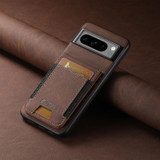 For Google Pixel 7 Pro Suteni H03 Litchi Leather Card Bag Stand Back Phone Case(Brown)