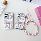 For OPPO Find N2 Pearlescent Paint Painted PC Phone Case with DIY Scarf Bracelet(Sketch Flower)