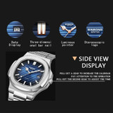 BINBOND B1885 30m Waterproof Retro Luminous Square Men Quartz Watch, Color: Black Steel-Black-White