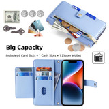 For Samsung Galaxy S23+ 5G Sheep Texture Cross-body Zipper Wallet Leather Phone Case(Blue)
