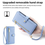 For Samsung Galaxy S21 Ultra 5G Sheep Texture Cross-body Zipper Wallet Leather Phone Case(Blue)