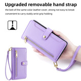For Samsung Galaxy S21+ 5G Sheep Texture Cross-body Zipper Wallet Leather Phone Case(Purple)