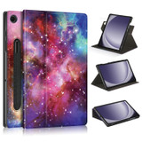 For Samsung Galaxy Tab A9+ 360 Rotation Stand Painted Smart Leather Tablet Case(Milky Way)