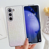 For Samsung Galaxy Z Fold5 5G Pearlescent Paint Gradient Geometric Leather Phone Case(Silver)