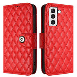 For Samsung Galaxy S23+ 5G Rhombic Texture Flip Leather Phone Case with Lanyard(Red)