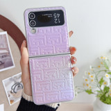 For Samsung Galaxy Z Flip4 5G Pearlescent Paint Gradient Geometric Leather Phone Case(Purple)