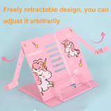 Adjustable Metal Children Reading Stand Cartoon Desktop Book Holder, Color: Unicorn Pink