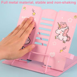 Adjustable Metal Children Reading Stand Cartoon Desktop Book Holder, Color: Unicorn Pink