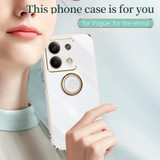 For Xiaomi Redmi Note 13 4G XINLI Straight Edge 6D Electroplate TPU Phone Case with Ring Holder(White)