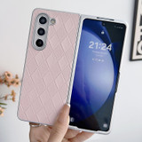 For Samsung Galaxy Z Fold4 5G Pearlescent Paint Diamond Shaped Checkered Leather Phone Case(Pink)