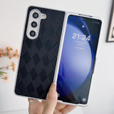 For Samsung Galaxy Z Fold5 5G Pearlescent Paint Diamond Shaped Checkered Leather Phone Case(Black)