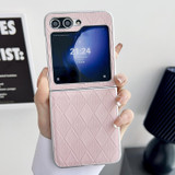 For Samsung Galaxy Z Flip5 5G Pearlescent Paint Diamond Shaped Checkered Leather Phone Case(Pink)