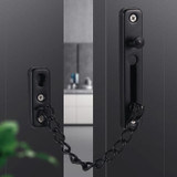 With Insurance Door Buckle Security Chain Anti-burglary Door Chain Latch Household Door Inside Reverse Lock Anti-burglary Buckle, Color: Matte Black