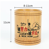 Bamboo Carved Round Pen Holder Multifunctional Desktop Storage Box, Spec: Future