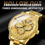 BINBOND B3030 Embossed Dragon Luminous Waterproof Quartz Watch, Color: Full-gold White