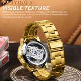 BINBOND B3030 Embossed Dragon Luminous Waterproof Quartz Watch, Color: Brown Leather-Full-gold-Gold