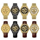 BINBOND B3030 Embossed Dragon Luminous Waterproof Quartz Watch, Color: Full-gold Gold