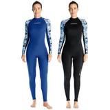 DIVE & SAIL Ladies Quick-Drying Sun Protection One-Piece Wetsuit Swimming And Surfing Snorkeling Suit, Size: M(Navy Blue)