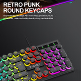 T-WOLF T80 104-Keys RGB Illuminated Office Game Wired Punk Retro Keyboard, Color: White