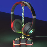 RGB Lighted Headphone Stand With Ambient Light USB Expansion Port Headphone Display Bracket, Style: With 3.5mm Port