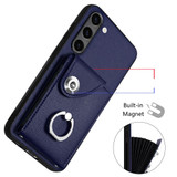 For Samsung Galaxy S23 5G Organ Card Bag Ring Holder Phone Case with Long Lanyard(Blue)