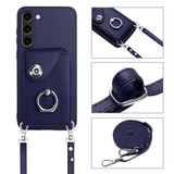 For Samsung Galaxy S23+ 5G Organ Card Bag Ring Holder Phone Case with Long Lanyard(Blue)