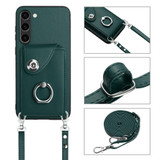 For Samsung Galaxy S23+ 5G Organ Card Bag Ring Holder Phone Case with Long Lanyard(Green)