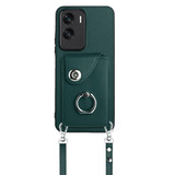 For Honor X50i / 90 Lite Organ Card Bag Ring Holder Phone Case with Long Lanyard(Green)