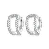 S925 Sterling Silver Plated White Gold Fine Flash Double Layer Earrings(BSE994)