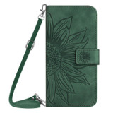For Xiaomi Redmi Note 13 Pro 4G Global Skin Feel Sun Flower Embossed Flip Leather Phone Case with Lanyard(Green)