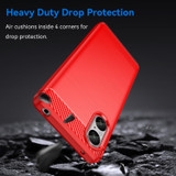 For Sony Xperia 5 V Carbon Fiber Brushed Texture TPU Phone Case(Red)