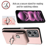 For Xiaomi Redmi Note 12 5G Global Organ Card Bag Ring Holder Phone Case with Long Lanyard(Pink)