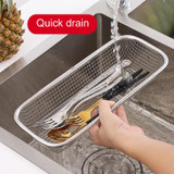 Kitchen Sterilization Cabinet Cutlery Organizer Household Stainless Steel Drainage Tray, Model: Perforated Rectangular Basket Large