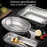 Kitchen Sterilization Cabinet Cutlery Organizer Household Stainless Steel Drainage Tray, Model: Perforated Rectangular Basket Large