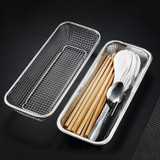 Kitchen Sterilization Cabinet Cutlery Organizer Household Stainless Steel Drainage Tray, Model: Perforated Chopsticks Basket