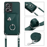 For Xiaomi Redmi Note 12 Pro+ 5G Global Organ Card Bag Ring Holder Phone Case with Long Lanyard(Green)