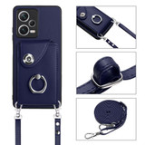 For Xiaomi Redmi Note 12 Pro 5G Global Organ Card Bag Ring Holder Phone Case with Long Lanyard(Blue)