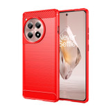 For OnePlus 12R Brushed Texture Carbon Fiber TPU Phone Case(Red)